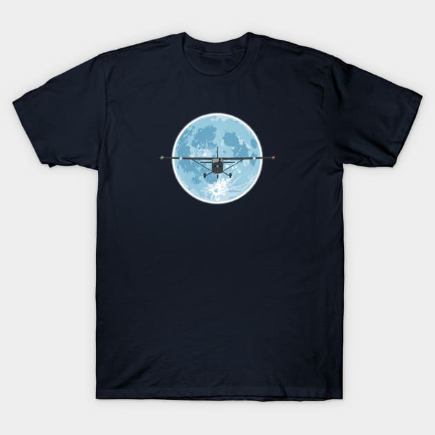 Cessna 172 Full Moon T-Shirt by Kassi Skye